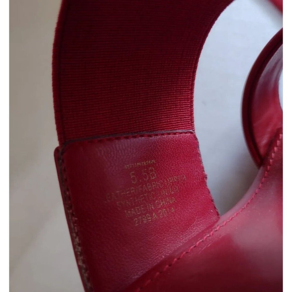 Lauren Ralph Lauren Rhianna Wedge Heels Size 5.5 B Red Slide Leather Sandals - Picture 6 of 10
